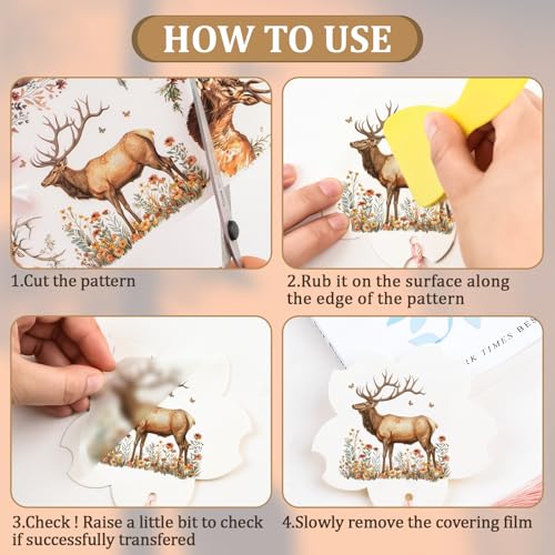 WANDIC 3 Sheets Rub On Transfer Sticker, Animals Theme Stickers for DIY Scrapbooking Photo Albums furniture,5.9 * 11.8in - Image 3