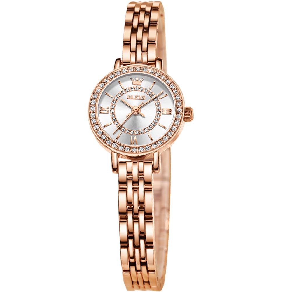 OLEVS Watch for Women Diamond Rose Gold White Ladies Elegant Luxury Dress Quartz Stainless Steel Waterproof Wrist Watches for Women (B0D2ZPWTVT) Amazon Price History, Amazon Price Tracker