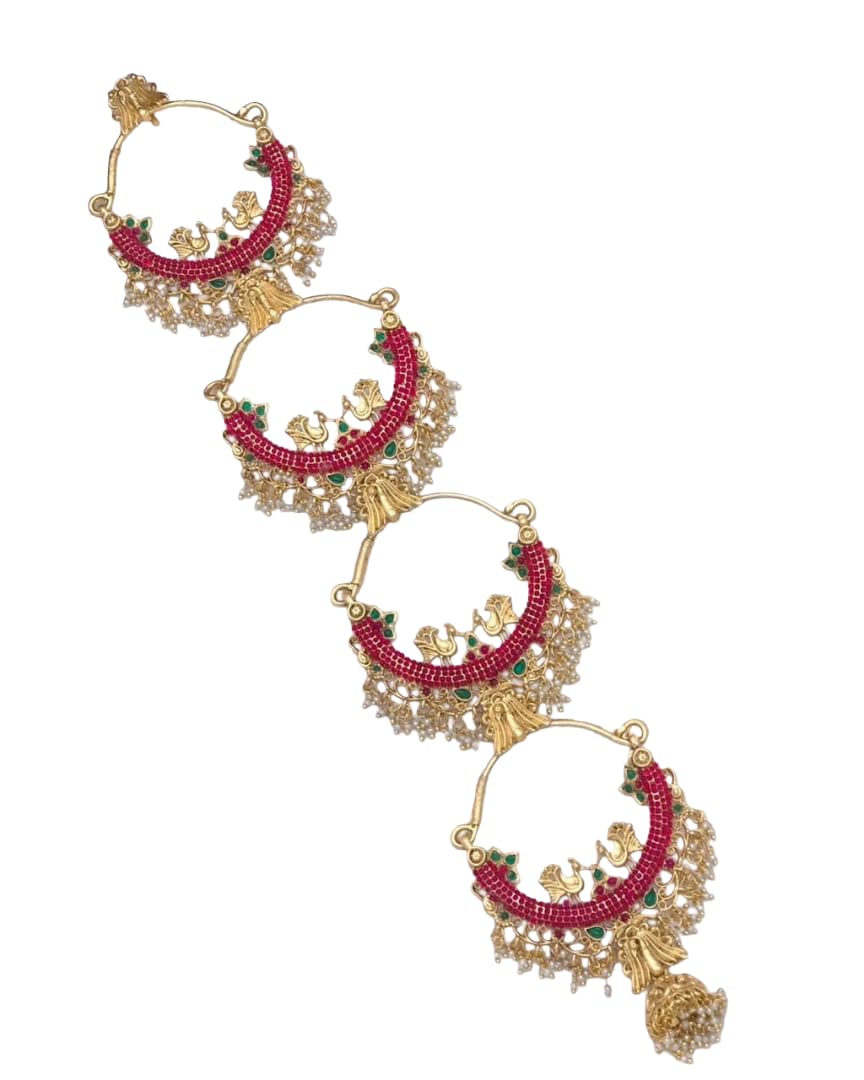KGR Splash Big Size Ring Design 4layer Red Stones MEdium Size Jada Billai For HAir-image-31