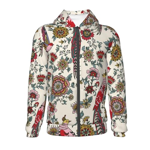 Dark Enchanted Flowers And Birds Kids Pullover Hoodies Boys Zip Up Sweatshirts Girls Athletic Clothes with Pocket2