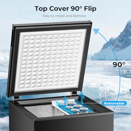 Image of Antarctic Star Chest Freezer 3.2 Cubic Feet Low-Temperature Freezer,14℉ to -40℉ with 2 Removable Baskets, Free Standing Top Open Door Deep Freezer, 7 Level Adjustable Temperature, Black