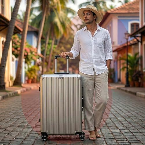 Image of Vertica Hard PC Trolley Luggage, Large Size, 100% Polycarbonate, Lightweight and Durable, Silent Wheels, Anti-Theft with Aluminium Frame, and 2 TSA Locks, 28-Inch, Granite Haze