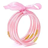 HIIXHC Girls Bracelets Glitter Jelly Bangles Bracelets for Women Set Birthday,Mother's Day Gifts for