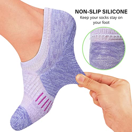 Image of Amutost Womens No Show Socks Anti-Slip Cushioned Breathable 5-10Pairs | Silicone heel grips, Arch compression band, Elastic cuffs, Moisture wicking, Size 6-8 /7-9 /9-11, Reduces blisters