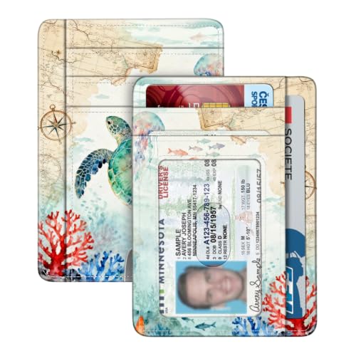 Image of FINTIE Slim Minimalist Front Pocket Wallet, RFID Blocking Credit Card Holder Card Cases with ID Window for Men Women (Underwater World)