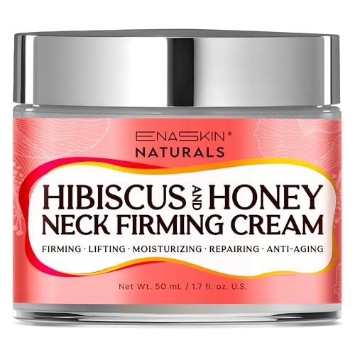 Enaskin Naturals Neck Firming & Tightening Cream with Hibiscus and Honey: Anti-Aging Moisturizer for Fine Lines, Wrinkles & Deep Hydration – Neck, Face & Chest Cream - 1.7 Fl Oz