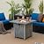 COSTWAY 28" Propane Fire Pit Table, 40,000 BTU Outdoor Propane Gas Fire Table with Wood-Like Tabletop, Lid and Lava Rocks, Square Propane Firepit for Poolside, Garden, Balcony