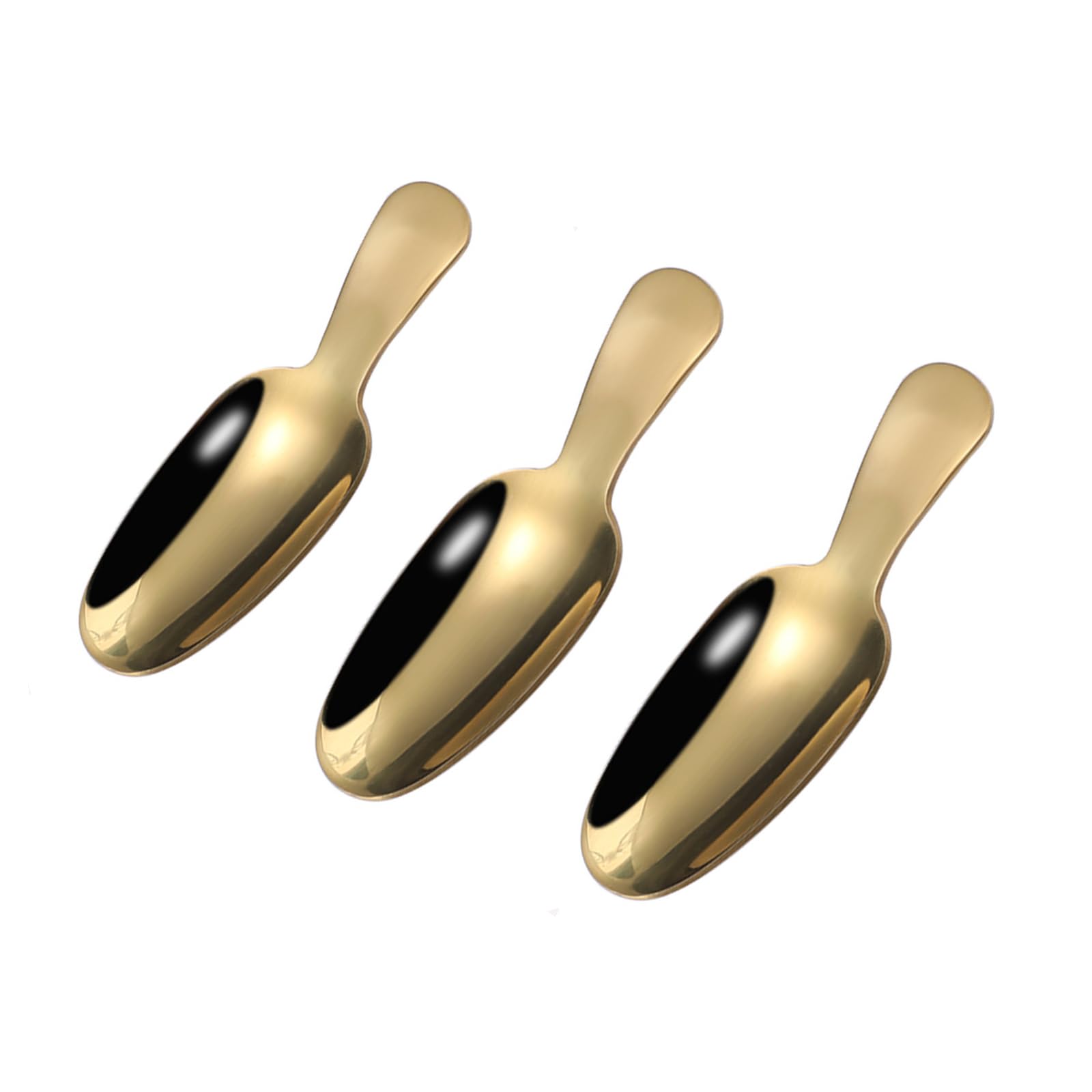 JANKOW Golden Short Handle Tea Scooper for Loose Tea Leaves, 304 Stainless Steel Tea Spoon, Mini Dessert Sugar Teaspoon for Salt Condiments Dessert Coffee (3Pcs)