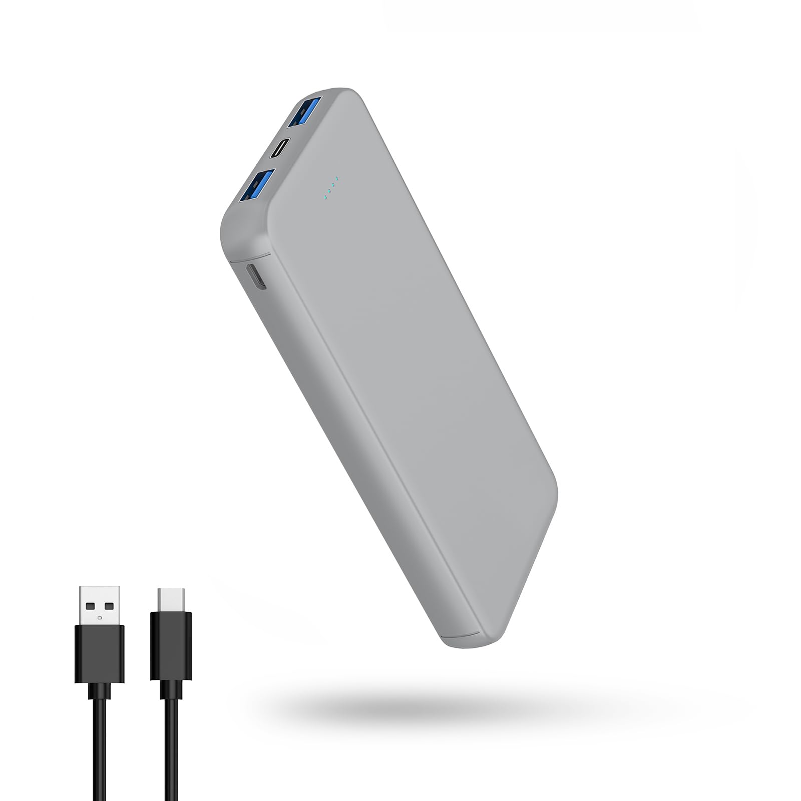 VANYUST Portable Charger, 10000mAh 5V/3A Power Bank, USB-C in&Out Fast Charging Battery Pack, External Powerbank Compatible with iPhone 16 15 14 13 12 Samsung S22 S21 Google iPad etc (Grey)