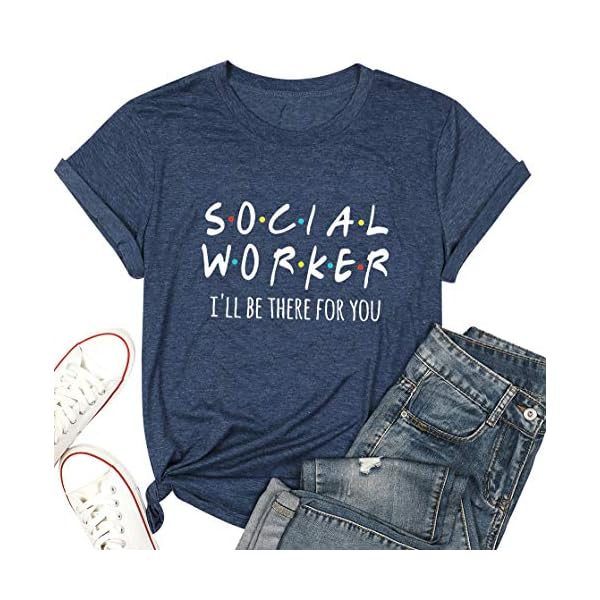 Social-Worker-T-Shirt-Women-Funny-Letter-Print-Graphic-Tees-Shirt-Casual-Short-Sleeve-Tops-Shirt-Coworker-Gift Social Worker T-Shirt Women Funny Letter Print Graphic Tees Shirt Casual Short Sleeve Tops Shirt Coworker Gift (L, Blue)