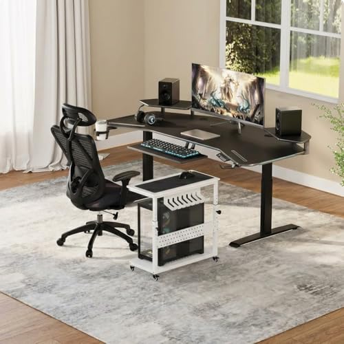 Soporte para Torre de Computadora Ajustable con Ruedas y Gestión de Cables, Blanco miniatura 5
