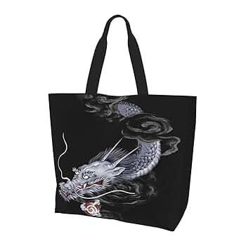 Amazon.co.jp: [Taparu] ドラゴン 龍 黑 トートバック 大容量