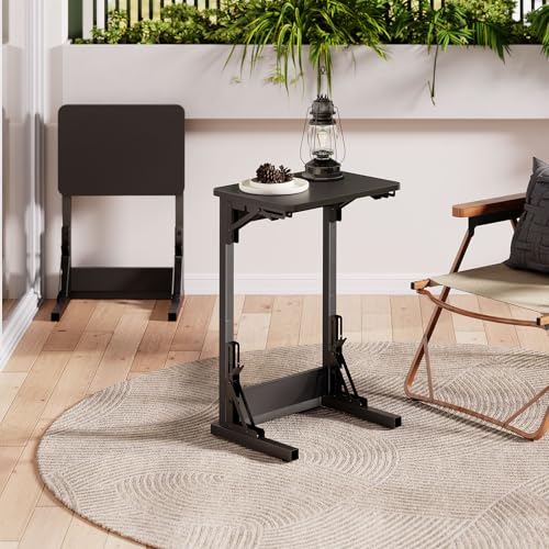 Hoobro Folding C Shaped End Table, Foldable Tv Tray Table For Eating thumb #1