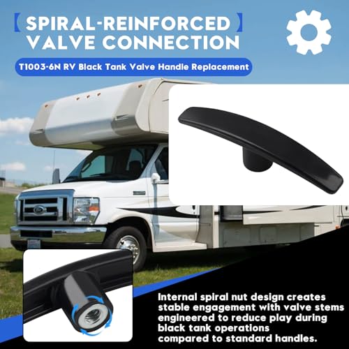 Image of T10036N RV Dump Valve Handle Replacement | Spiral-Reinforced RV Waste Valve Handle with Extended Grip, Compatible with Valterra Bladex 3 inch & 1.5 inch Waste Valves | 2-Piece Kit
