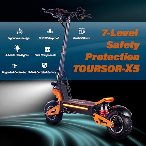 Toursor X5 Electric Scooter - 5000W Motor, 40 MPH Top Speed, 50 Mile Range - Image 4