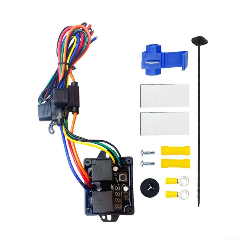 Kit di commutazione della ventola termostato digitale 12V con temperatura regolabile per moto e veicoli elettrici, kit di installazione semplice con cablaggio,