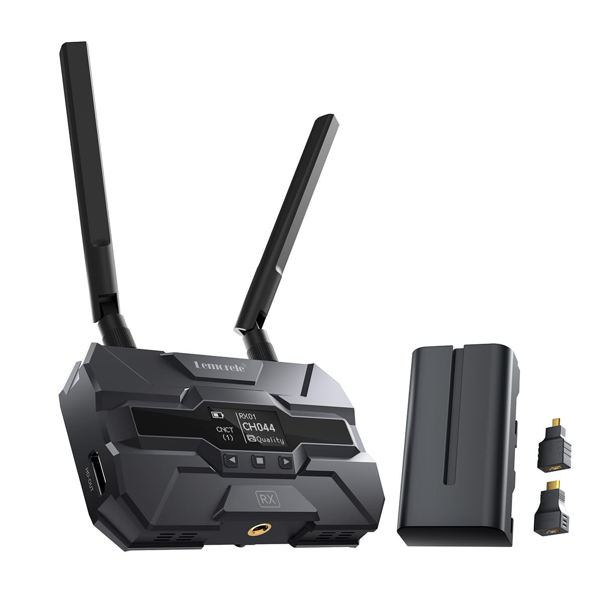 Lemorele Ricevitore HDMI Wireless FHD 200M con batteria da 4400mAh per kit R200, supporta fino a 4 ricevitori (RX) con 1 trasmettitore (TX)