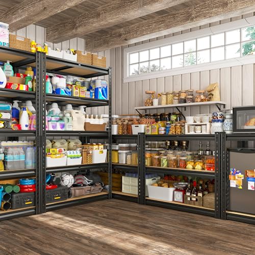 REIBII-Storage-Shelves-2020LBS-Garage-Shelving-Heavy-Duty-5-Tier-Metal-Shelving-Units-for-Storage-Adjustable-Utility-Shelf-Rack-for-Kitchen-Warehouse-Basement-28-W-x-12-D-x-598-H-Black