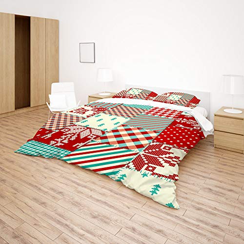 Housse de couette Noël King size avec 2 taies d'oreiller patchwork - 5