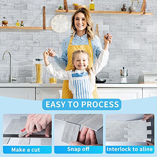 Art3D 1-Sheet Peel And Stick Backsplash Pvc Wall Tile, Stickon Tile For Kitchen Backplash, Bathroom Vanities, Fireplace Decor, Laundry Table, Stair Decals In White-Washed, Plastic-Sheets #TOP1