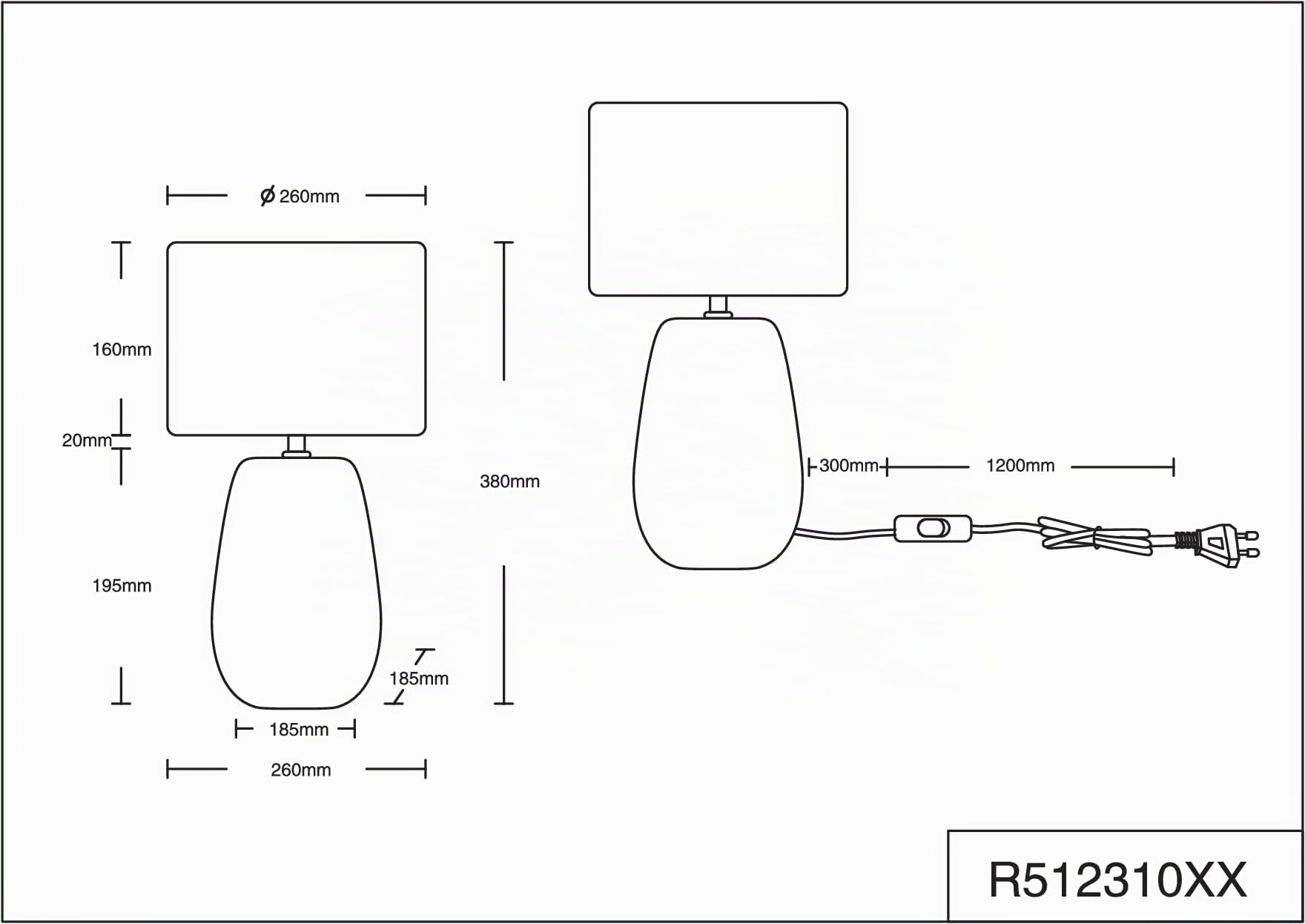 Reality, Lampada tavolo, Kiran 1xE27, max.60,0 W Tessuto, Beige, Finitura: Ceramica, Grigio Ø:26,0cm, A:38,0cm Interruttore su cavo,IP20,Senza illuminante