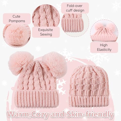 Yuoahcn Baby Girl Beanie Winter Baby Boy Hat with Pom pom Warm Infant Knitted Hats Toddler Kid Beanies4