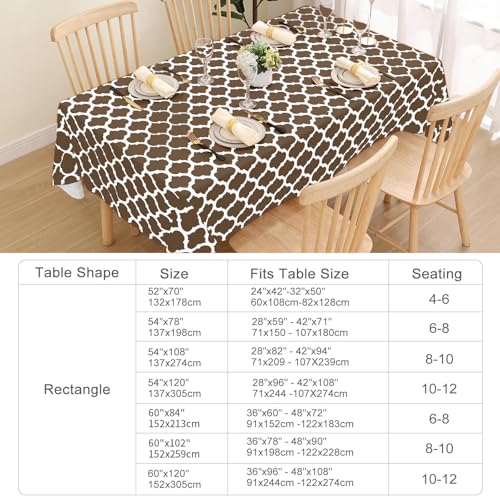 Image of Smiry Rectangle Tablecloth, Waterproof Vinyl Tablecloths with Flannel Backing for Rectangle Tables, Wipeable Spillproof Plastic Tablecloth for Dining, Camping, Indoor and Outdoor 60 inch x 84 inch, Brown