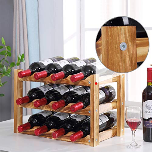 Estante para vino de madera de pino, 3 niveles, 12 botellas miniatura 3