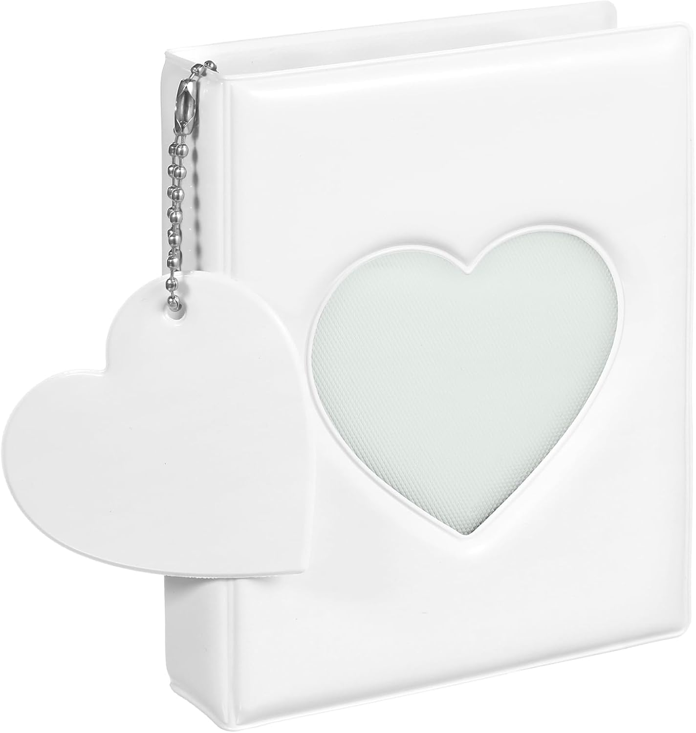 Photocard Binder Mini, 3 Inch Heart Hollow Card Binders with 32 Pockets Mint Green Mini Photo Album Mirror-Like Photocard Binder with Pendant