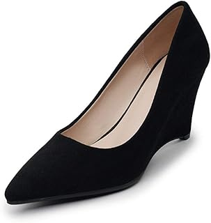 [OceanMap] ポインテッドトゥ 美脚 ウェッジソール パンプス 脱げない 痛くない 歩きやすい パンプス 結婚式 パーティー 通勤 仕事 走れるパンプス ハイヒール 7cm ヒール 美脚 パンプス ウェッジ スウェード パンプス とんがりトゥ