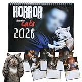 2026 Halloween Horror Movie & Cats Wall Calendar, Spooky Cat Calendar Spiral Bound Year-Round Halloween Decor, Gift for Horror Fans & Cat Lovers