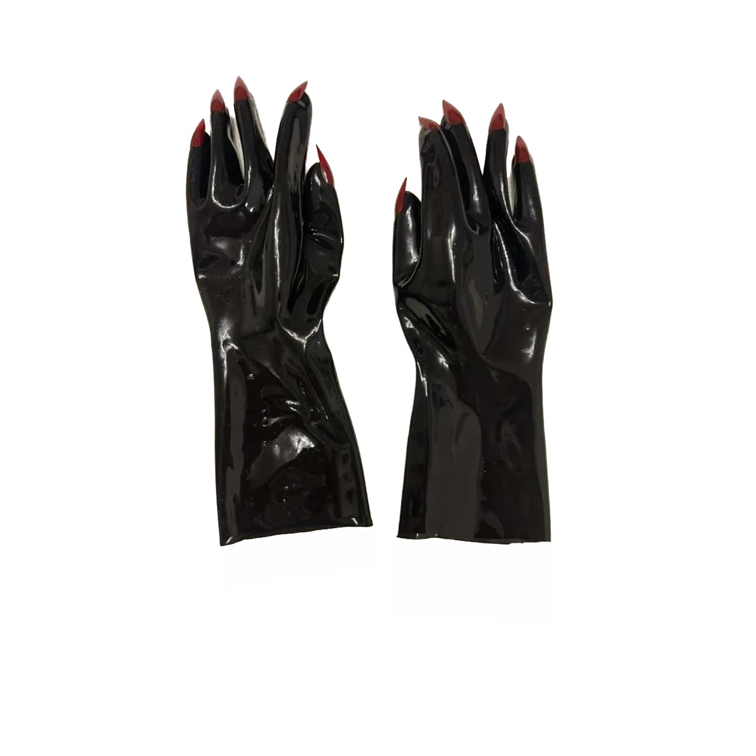 Schwarze Latex Kurz Handschuhe mit Nägeln,Gummi Handschuhe Unisex Handgefertigt,Latex Kostüme für Party Cosplay