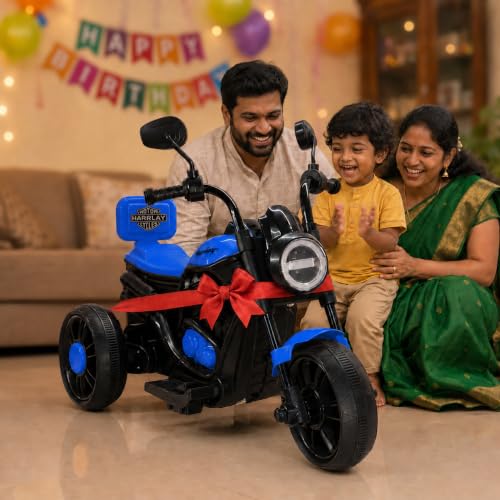 Image of Wishmaster Mini Harlay Electric Ride-On Bike for Kids | 6V Battery-Operated Motorcycle | Foot Accelerator | Suitable for Boys & Girls Aged 2-5 Years | Sturdy & Safe Toy Bike