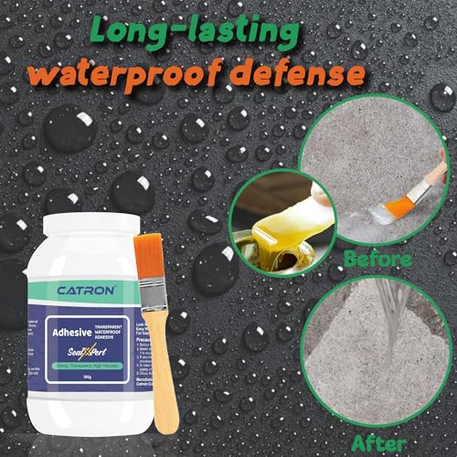 Image of Catron Waterproof 3 Crack Seal Agent SealXpert Roof Water Leakage Solution 900g,Transparent Waterproof Glue with Brush