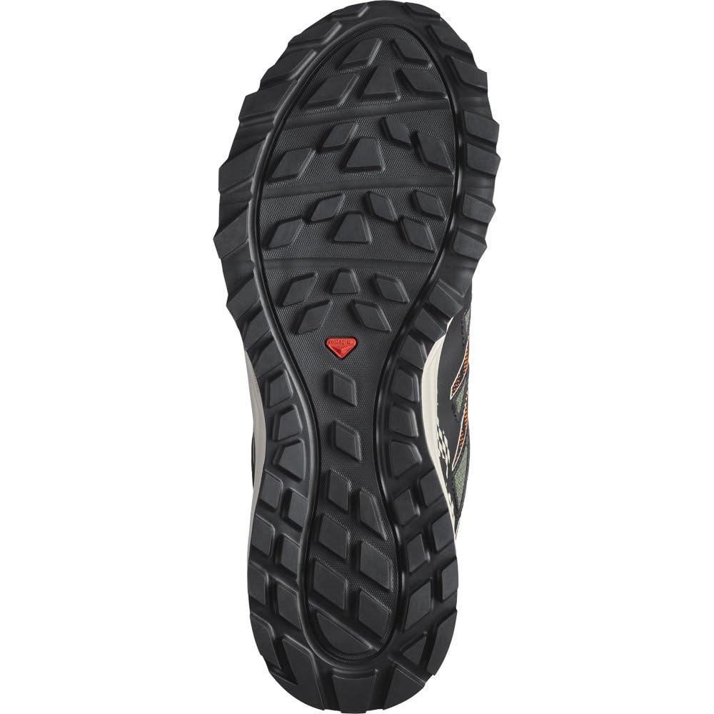 SALOMON Men's Low-Top Trainers Hiking Shoe, Deep Lichen Green Rainy Day Scarlet Ibis, 11