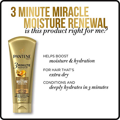 Pantene, Conditioner, Pro-V Daily Moisture Renewal for Dry Hair, 3 Minute Miracle, 6 Fl Oz (Pack of 3) image 4