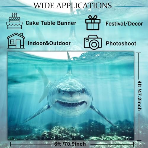 Fondo fotográfico 6x4 pies Tema marino con tiburón miniatura 6