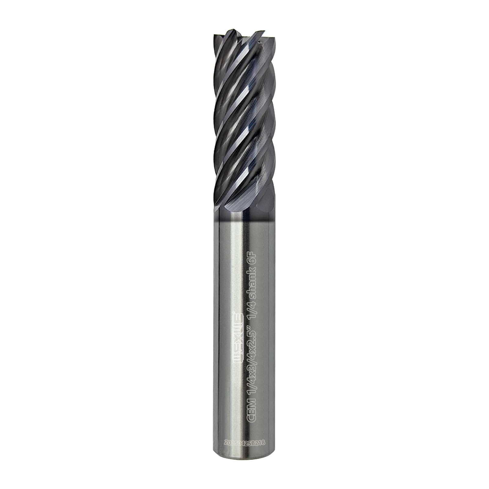 WEXWE Tools Carbide End Mill Finish Machining Square Milling Cutter for Cutting Alloy Steels,Cast Iron, Hardened Steel - 6 Flute Cutting Tools 1/4