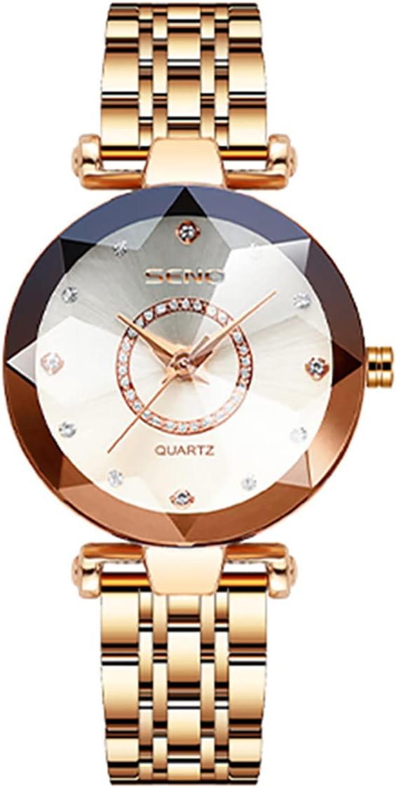 MASTOP Brand Fashion Luxury Prismatic Diamond Watch for Women Elegant Stainless Steel Band Analog Quartz Watch
