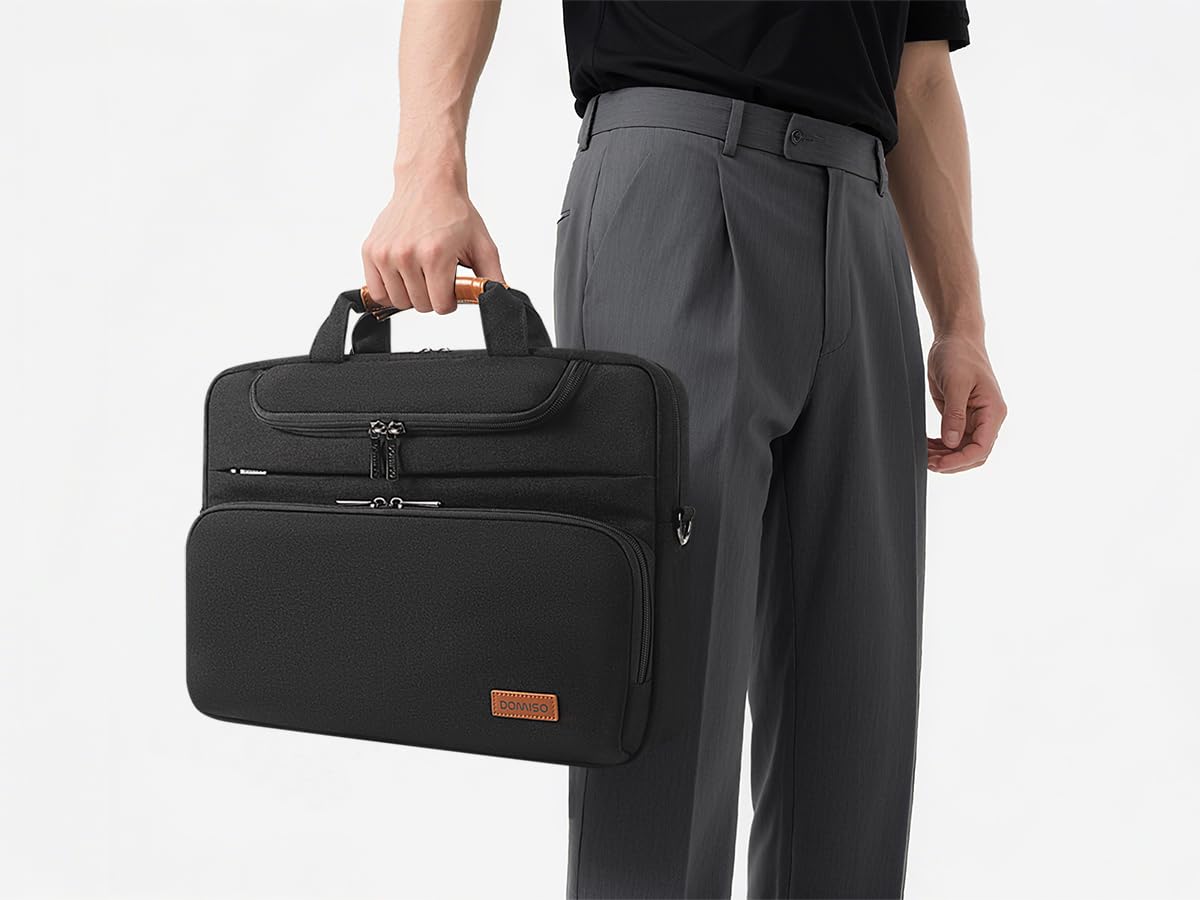 DOMISO 17 Pollici Impermeabile Borsa di Protezione Del Computer Portatile Borsa a Tracolla Asciugamano per 17-17.3" Notebook/Dell/Lenovo/Acer/HP/MSI/ASUS, Nero 2