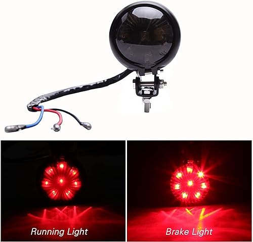 Miniatura 7 de Luz trasera de la motocicleta LED Bates Estilo Bullet Freno Parada Lámpara Trasera para Bobber Chopper Cafe Racer Bonneville XS650 - Negro Humo