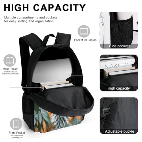 3-in-1 Backpack Combination Set Fox Leaf Print 3Pcs Backpack Sets Travel Daypack with Lunch Bag And Cosmetic Bag4
