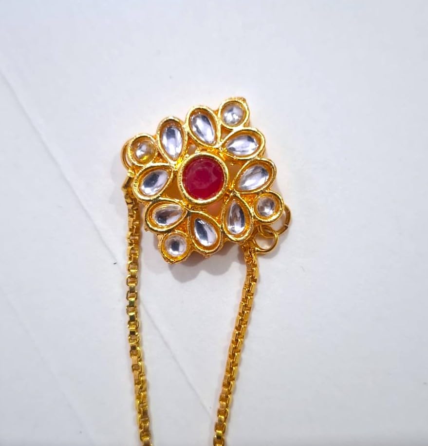 Image of Elegant Traditional Gold Plated /Rakhi Combo Of 1 Piece for Men and Women /brother /sister /bhabhi Kundan Stone combo set (Same as Shown In Image)