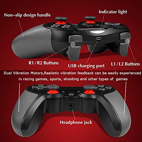 Wireless Bluetooth Gamepads Controller for ps4/ps4 pro with Touchpad Function,Game Joystick with Dual Shock Vibration and Trigger Buttons for Playstation 4 Windows System (Black)