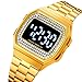 Women Square Digital Watches Luxury Stainless Steel Band LED Electronic Watch Fashion Ladies Sport Wrist Watches (Diamond gold)