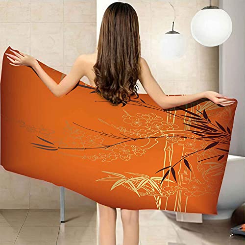 JJNWWTO Toalla de Playa XXL, Toalla Microfibra Piscina Grande y Ligera, 80x160cm Estampado de Hojas de bambú Toalla de impresión, Toalla de Gimnasio para Hombre Mujer, Manta Playa, Yoga Deporte