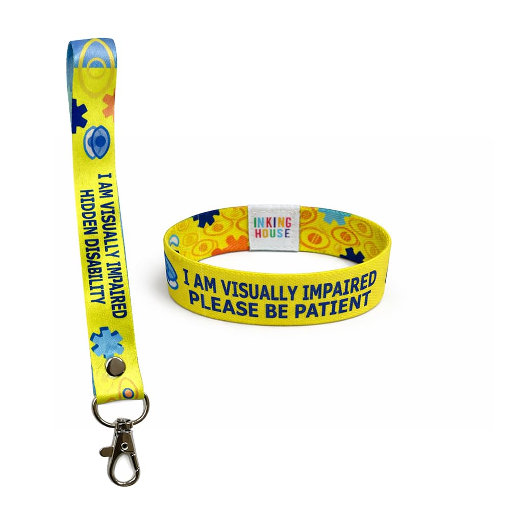 PAPER PLANE LONDON Set of Vision Impairment elastic Wrist band wristband Key tag visually impaired