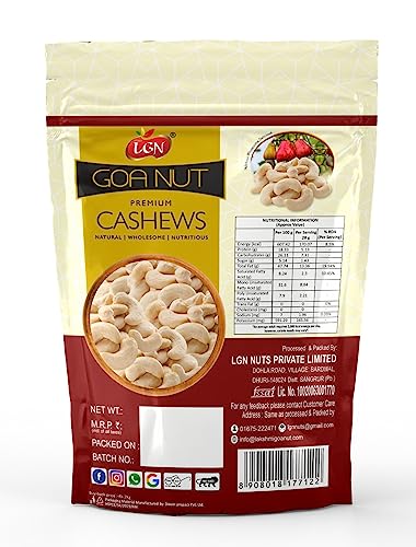 Image of Saanvi LGN 100% Natural & Crunchy Premium Whole Cashews, Nutritious & Delicious Nuts, High Fiber, Rich In Protein 250gmx4=1kg Pouch.Pack of- (4)