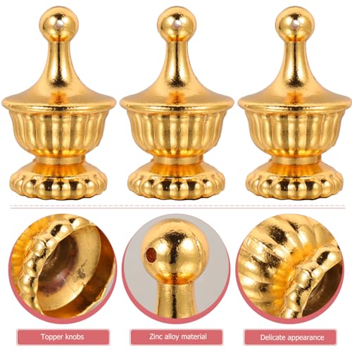 Image of Veemoon 4pcs Lamp Finials Decoration, Gold Lamp Cap Antique Knob Retro Finials Cap Tapped of Tops Finial Parts for Bedside, Table, Floor