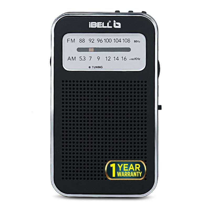 Image of iBELL FM720BT Portable Pocket FM Radio with Bluetooth Speaker, USB /SD MP3 Player, Rechargeable with Type C Port, 2 Band (Black)